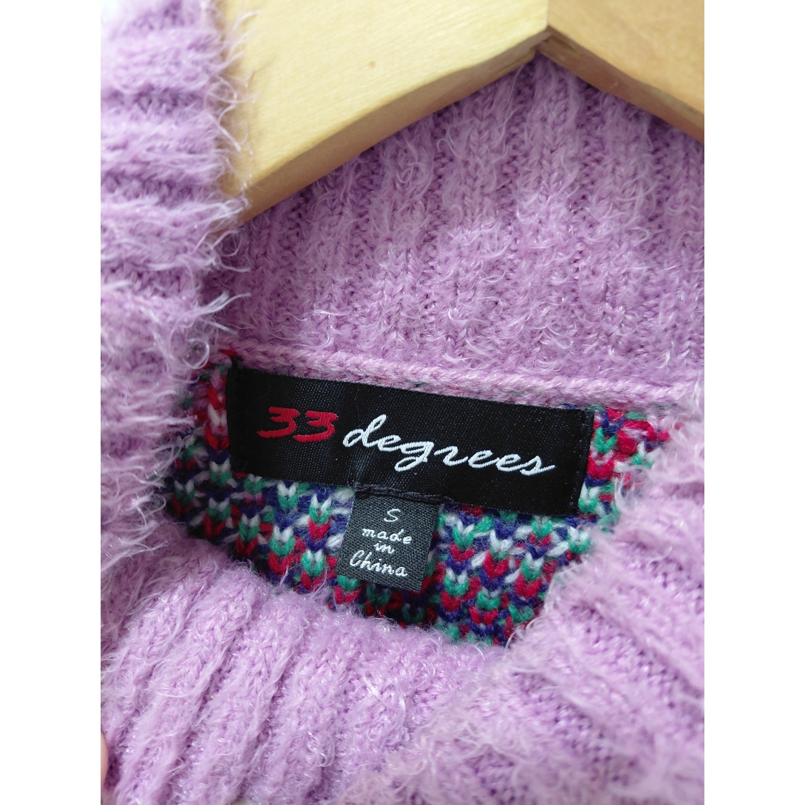 33 Degrees Womens Purple Fair Isle Snowflake Mock Neck Cropped Sweater Small