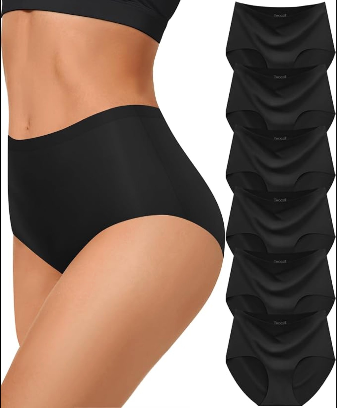 Women Seamless High Waisted No Show Briefs Soft Panties 6 Pack