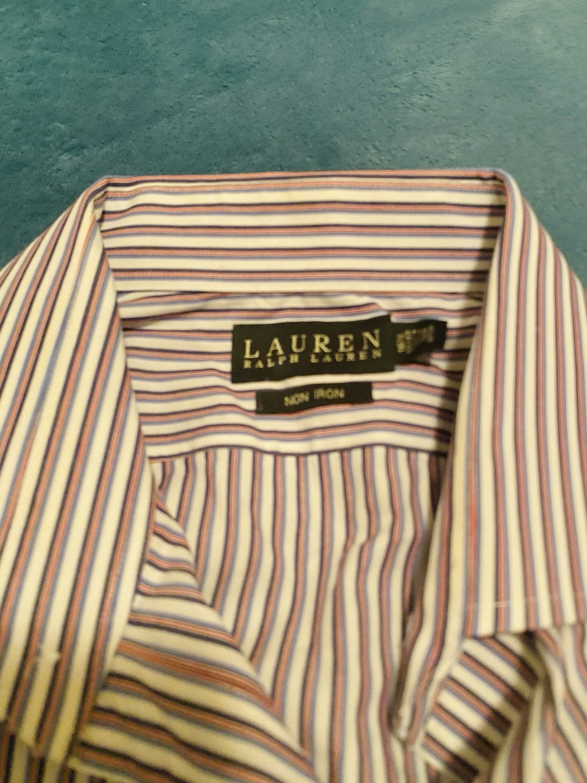 Lauren Ralph Lauren Non-Iron Classic Fit Striped Cotton Shirt 17.5 36/37
