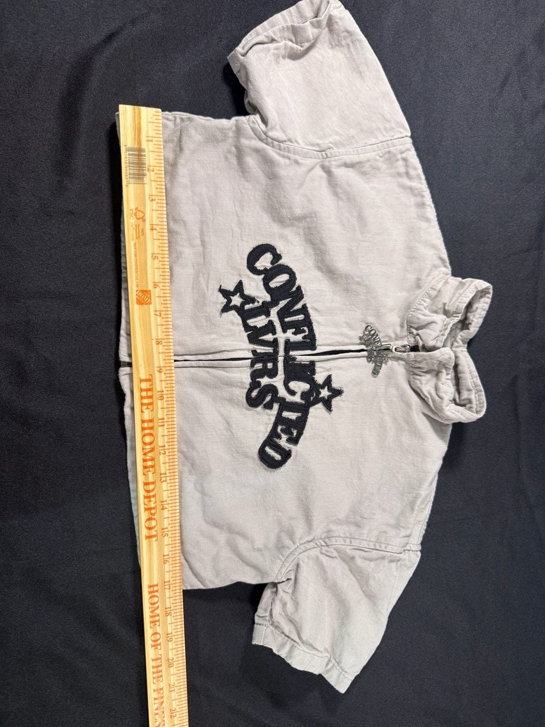 Zip up hard no size tag measurements in pictures Conflicted Lvrs Grey Zip Up Cro