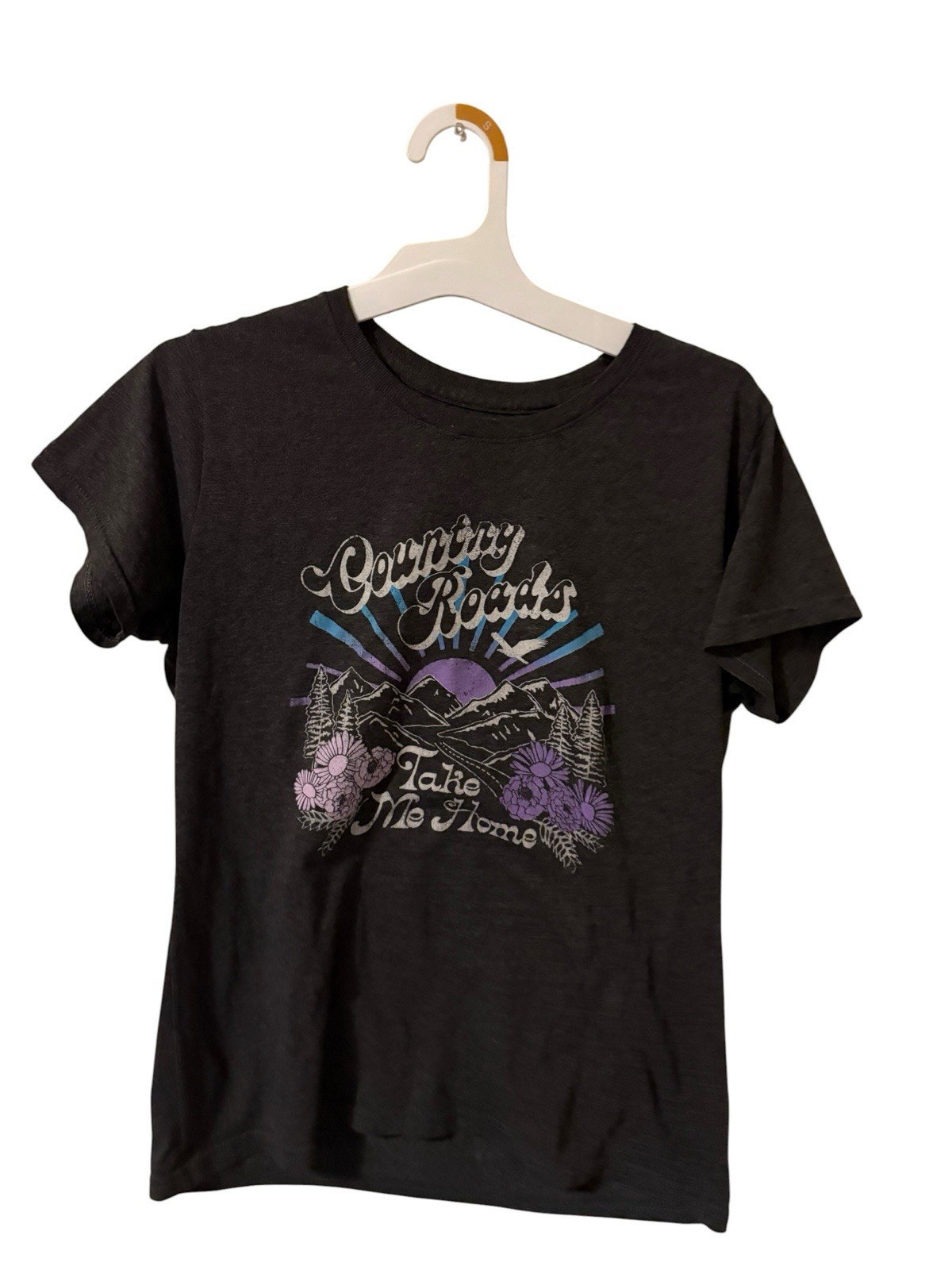 Women’s Medium Gray Graphic Tee Top Take Me Home Country Roads