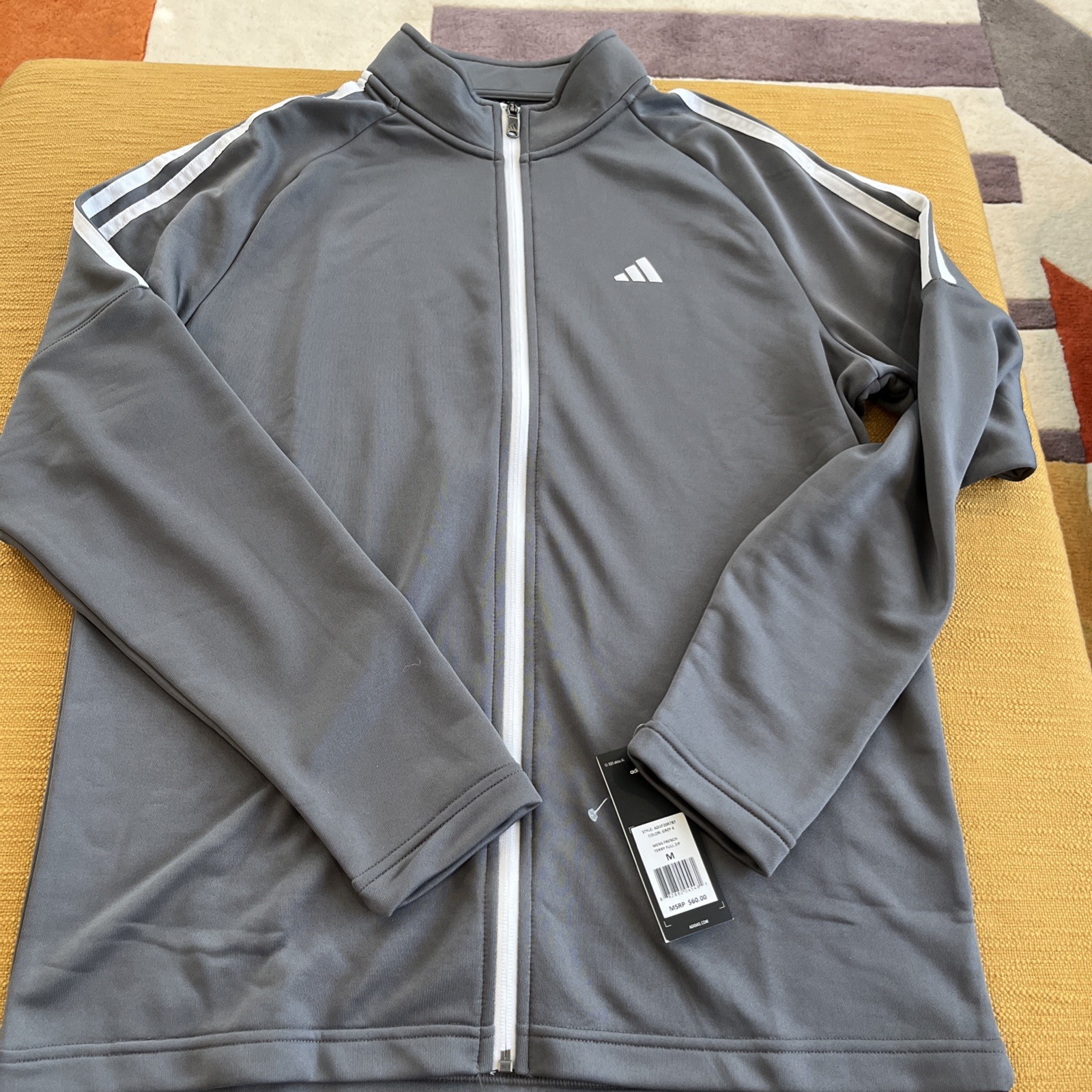 $60 NWT Mens ADIDAS 1 BLUE/White 1 Gray/WhiteTrack Jogging Athletic Jacket, Sz M