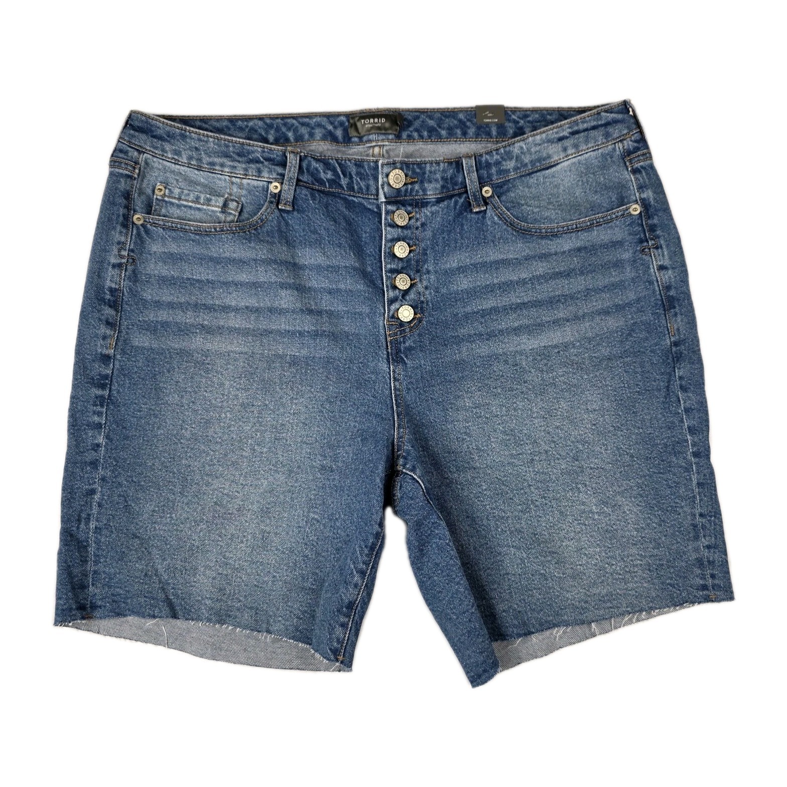 Torrid Shorts Womens Size 18 Relaxed Bermuda Classic Blue Denim Gitty Up Nee
