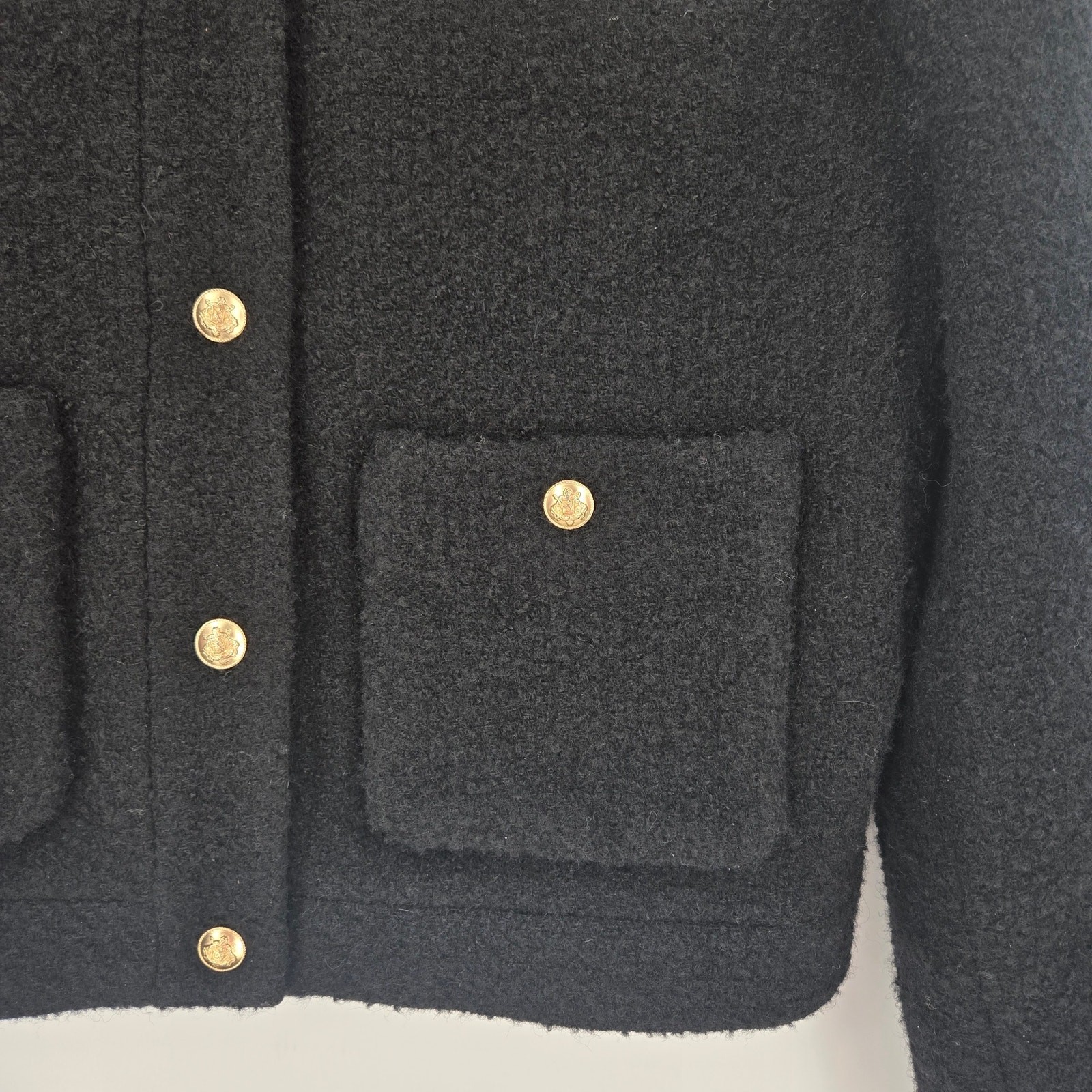 J. Crew Collection jacket womens size 4 black gold buttons Mario Bellucci Italy