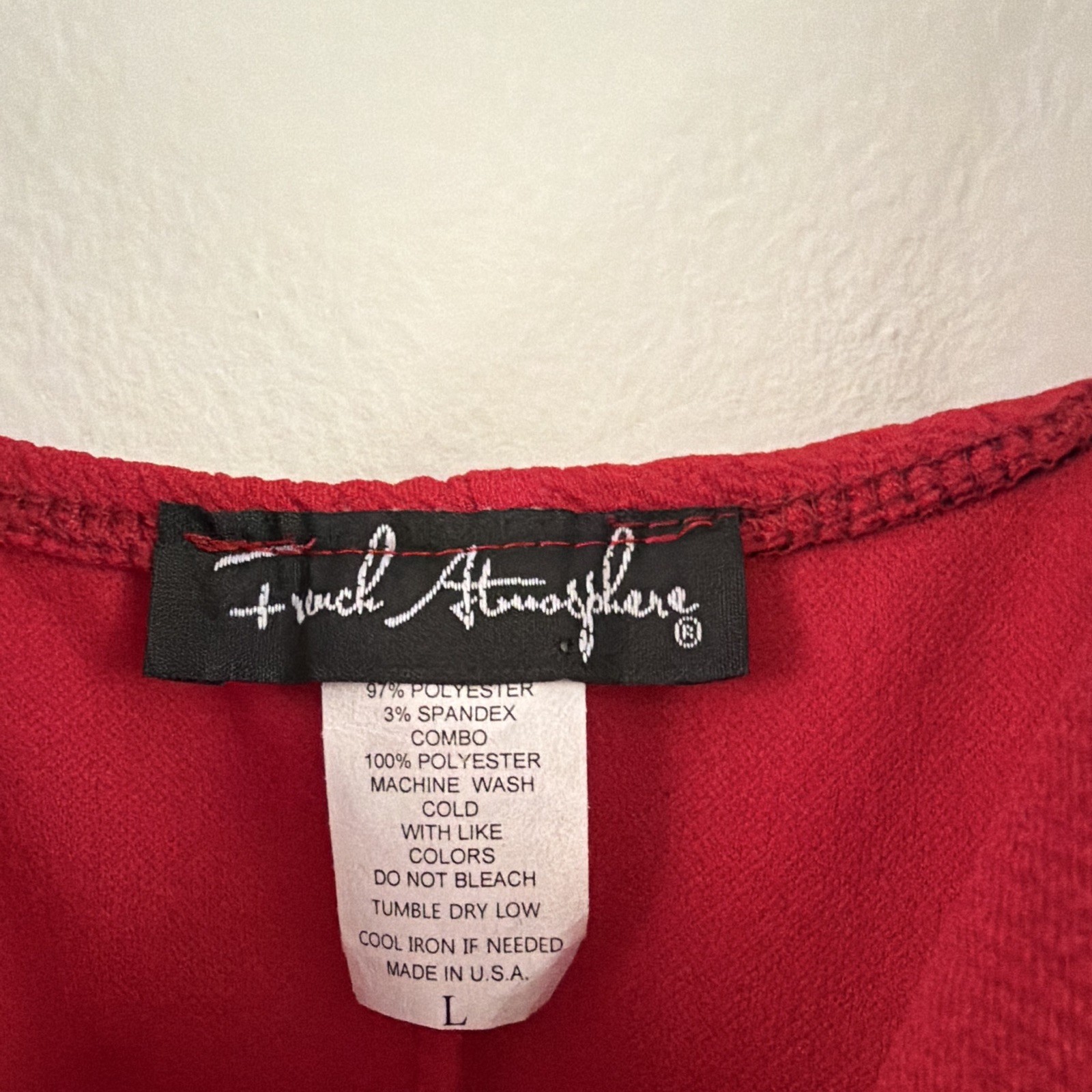 French Atmosphere Red V-Neck Strappy Bodycon Knee Dress L Stretch Party/Cocktail