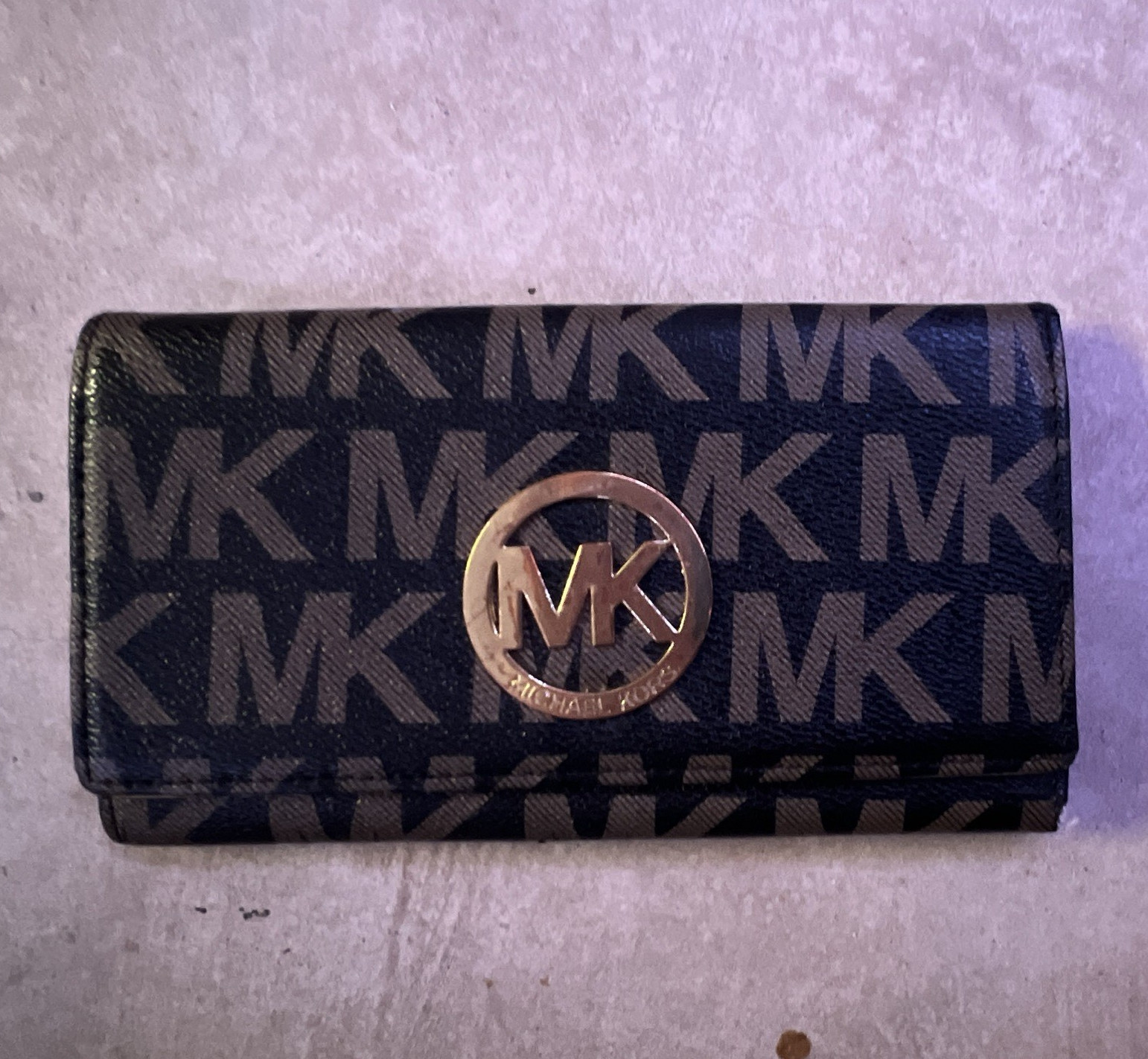 Michael Kors Black/Gray Logo Pattern Bifold Wallet, Folding, Credit Card