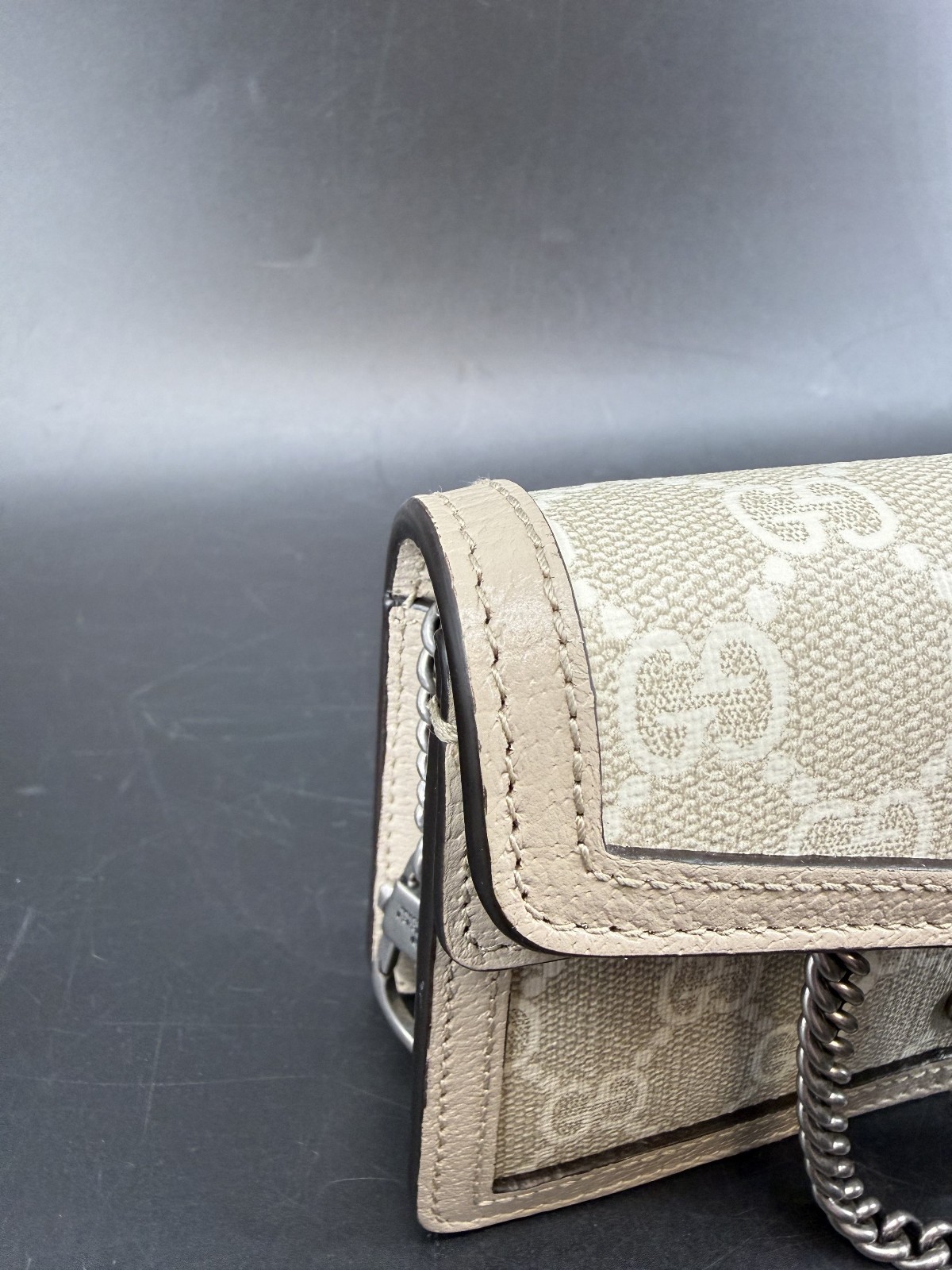 Gucci GG Supreme Monogram Super Mini Dionysus Shoulder Bag Beige Oatmeal