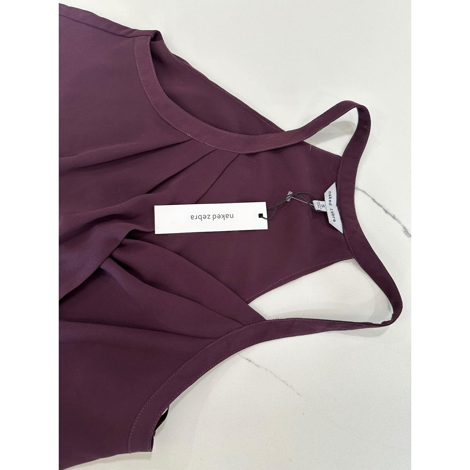 Naked Zebra Purple Surplice Wrap Halter Top Sleeveless Blouse Eggplant Small NWT