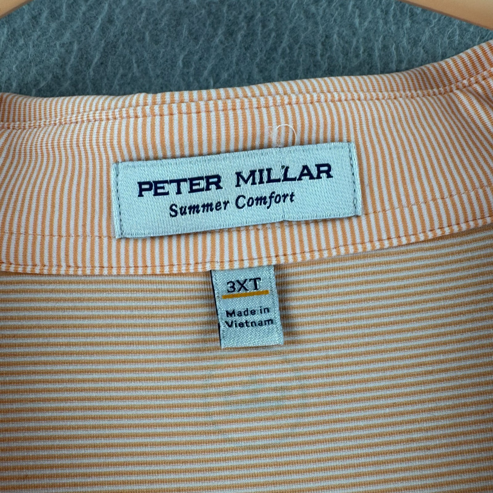 Peter Millar Summer Comfort Polo shirt Mens 3XT 3XL Tall Salmon Pink Striped