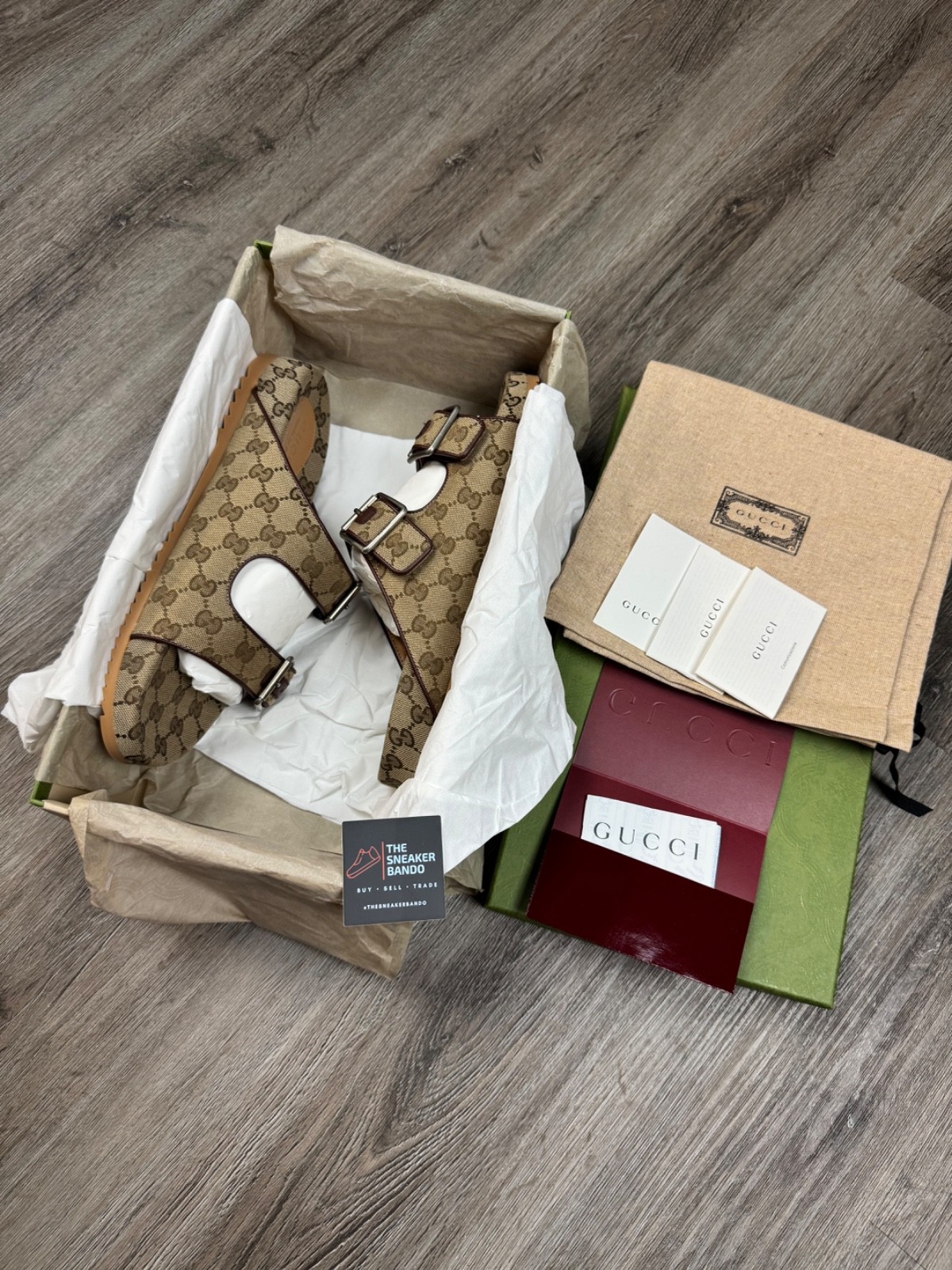 Size 10UK/10.5US – Gucci Strap Slide Sandal Beige Canvas 658020-2HK60-9791