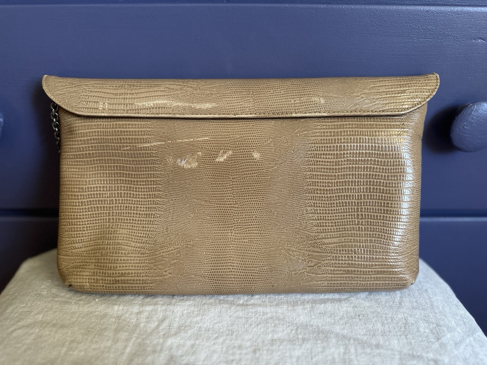 Vintage Original by Capice, snakeskin patchwork purse, chain strap, magnet close