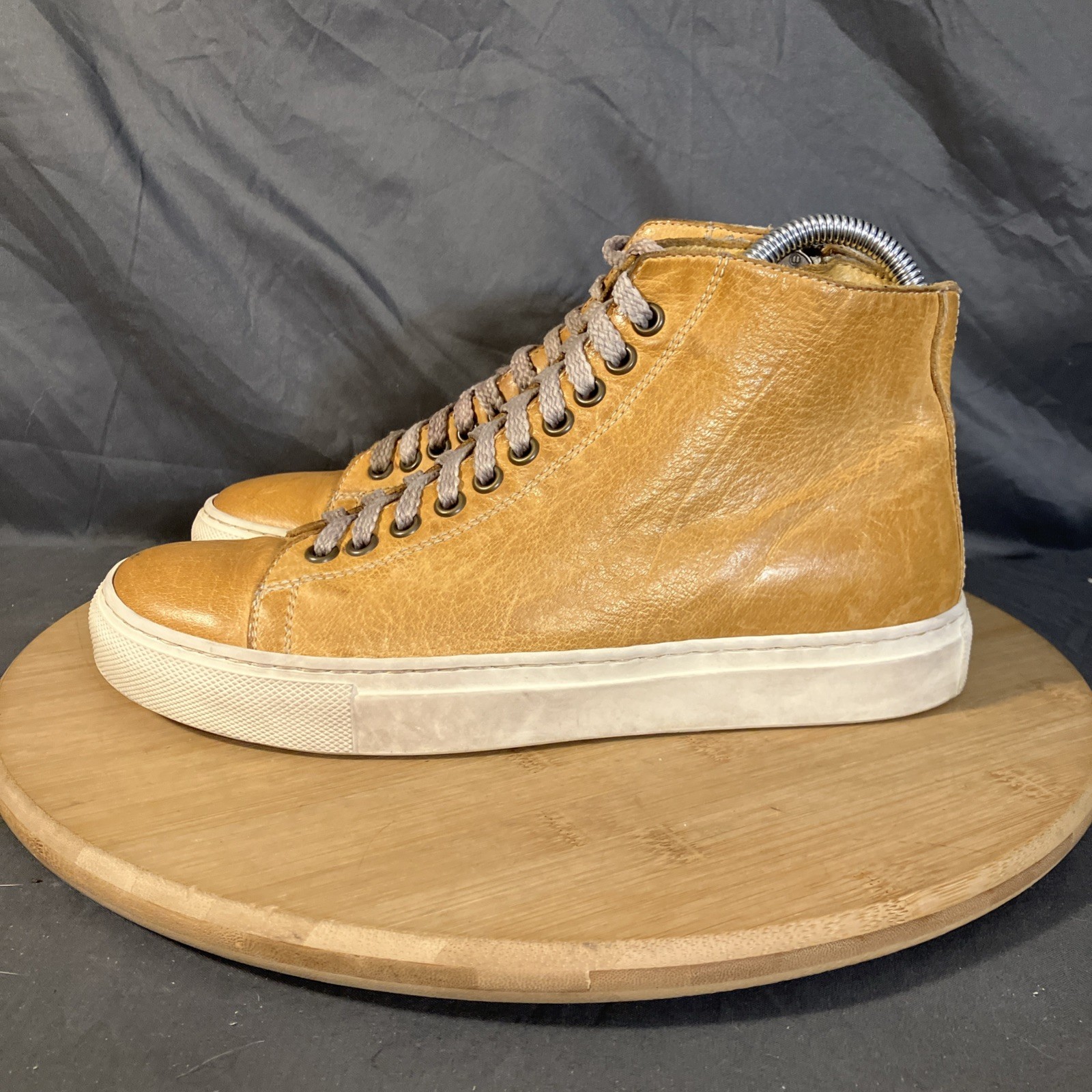 Benheart LOMBARDI Sneakers Womens 7/38 Brown Leather Hi Top Zip Laced Shoes