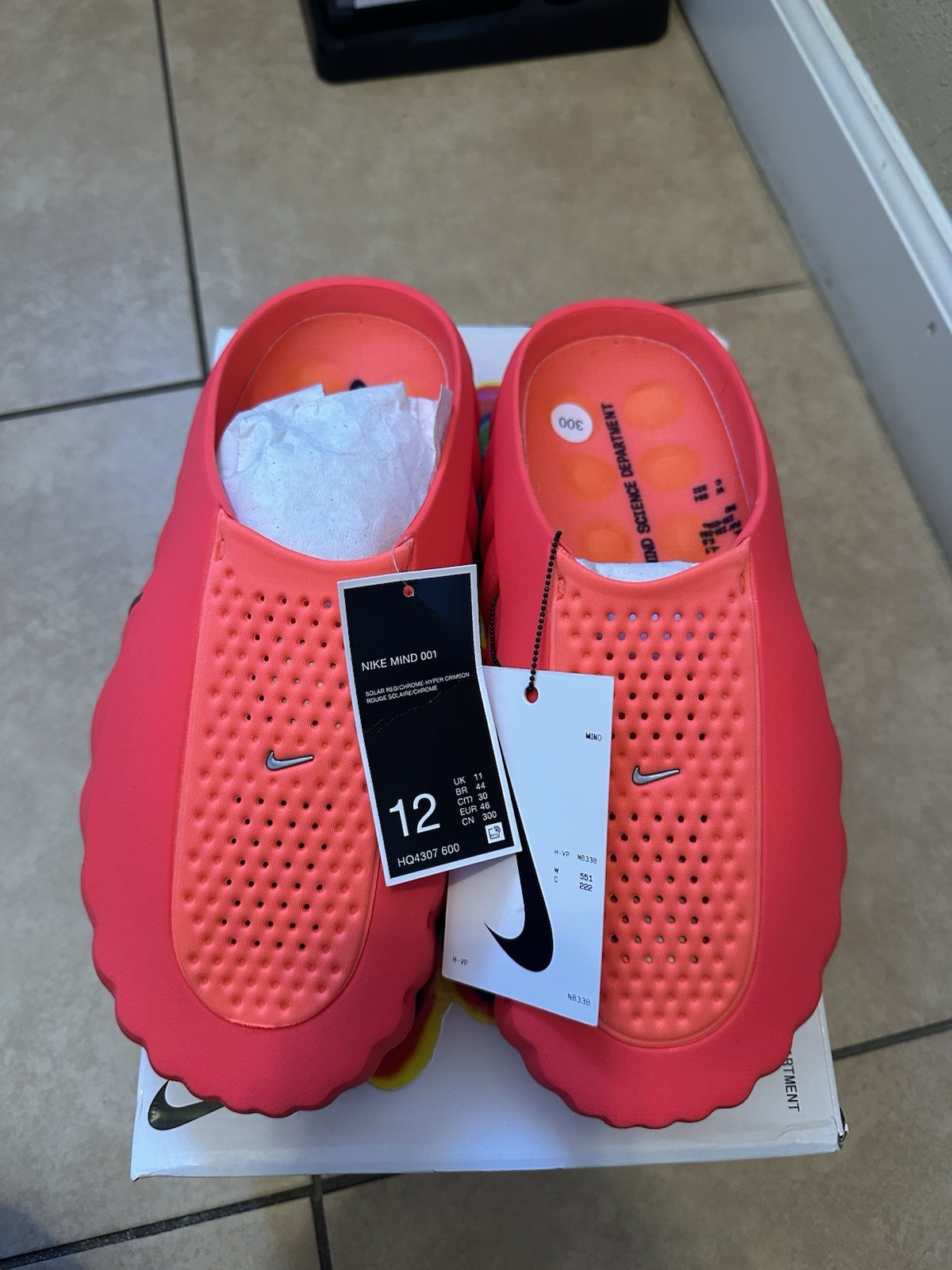 Nike Mind 001 Men’s Slides size 12, Solar red New
