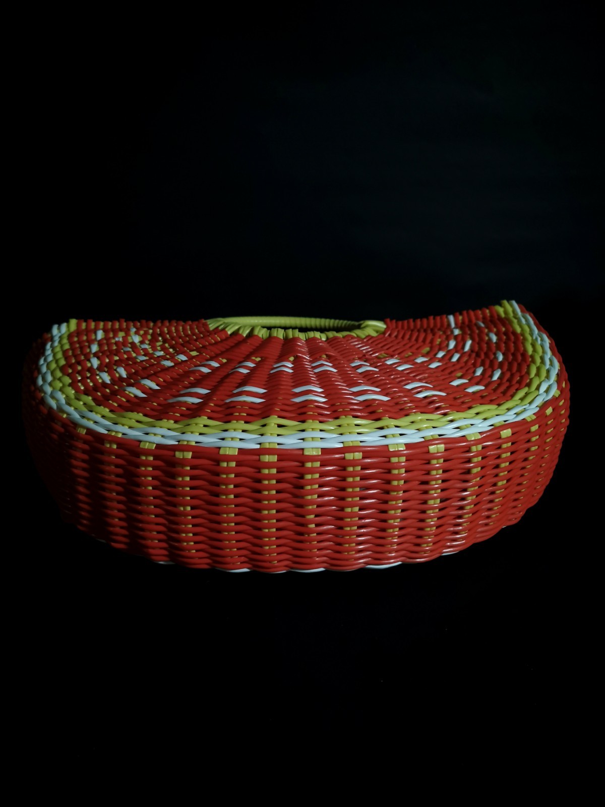 Woven Half Circle Beach Style Orange Tote Open Top Bag Double Handle 12×18