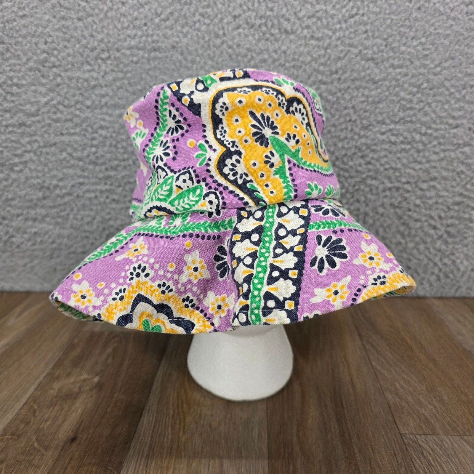 Vintage Purple Psychedelic Paisley Floral Print Bucket Hat Retro Sun Hat