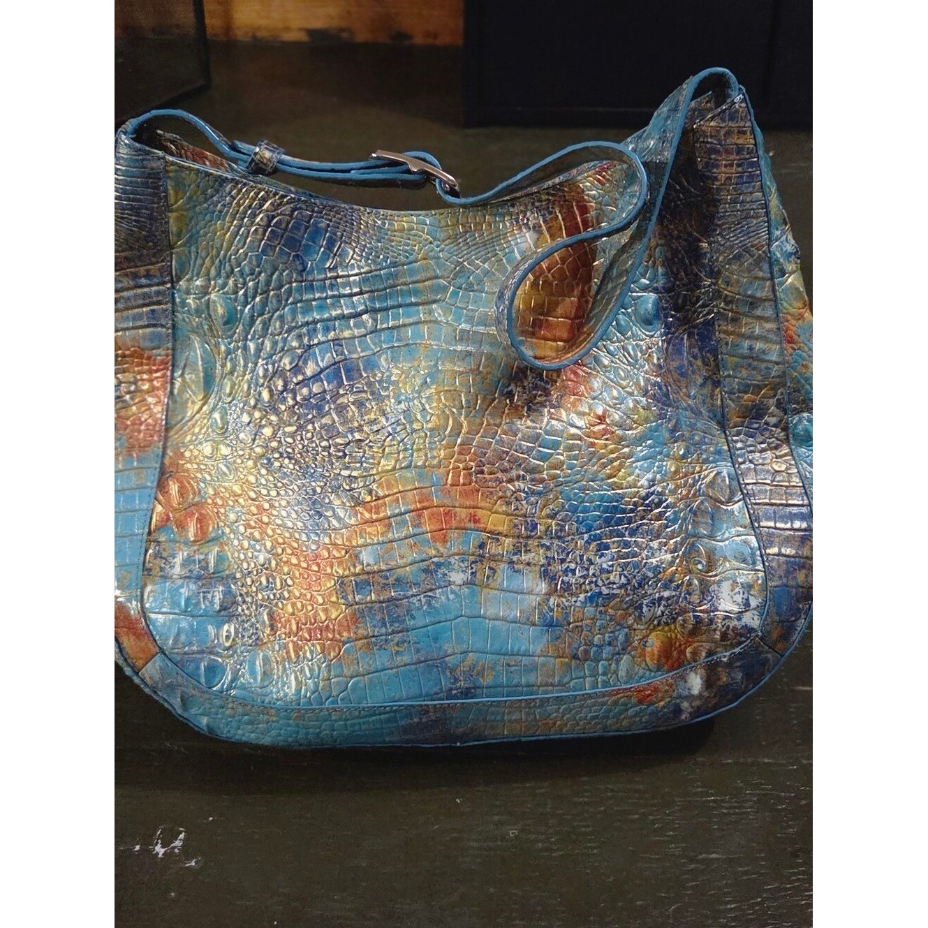 NWOT Brahmin Shoulder Bag in Reef Melbourne Croc-Embossed Leather
