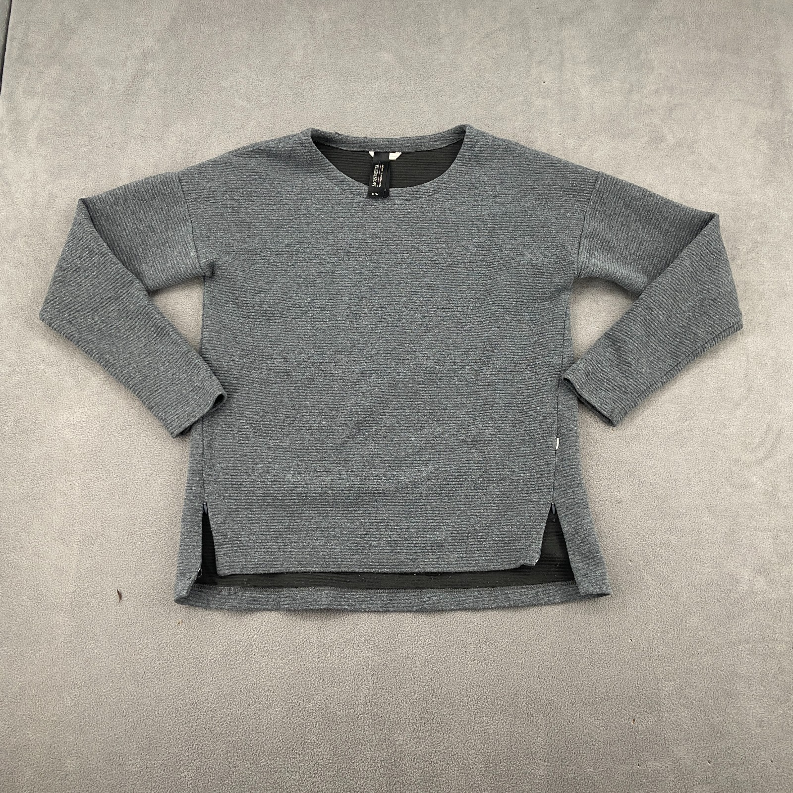 Mondetta Sweater Womens M Gray Performance Luxury Side Zip Detail Long Sleeve