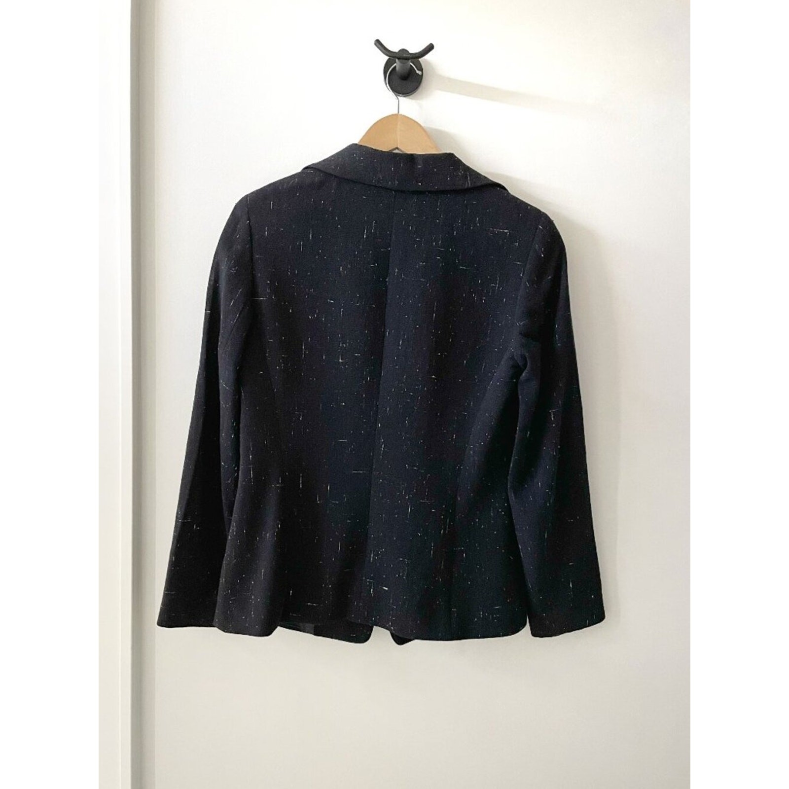Lafayette 148 New York Wool Blend Speckled Black Blazer Sz 2