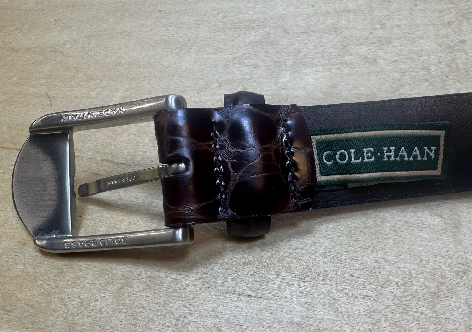 Cole Haan SET OF 2 Size 30 Men’s Leather Croc Embossed Belts 1 Black 1 Brown