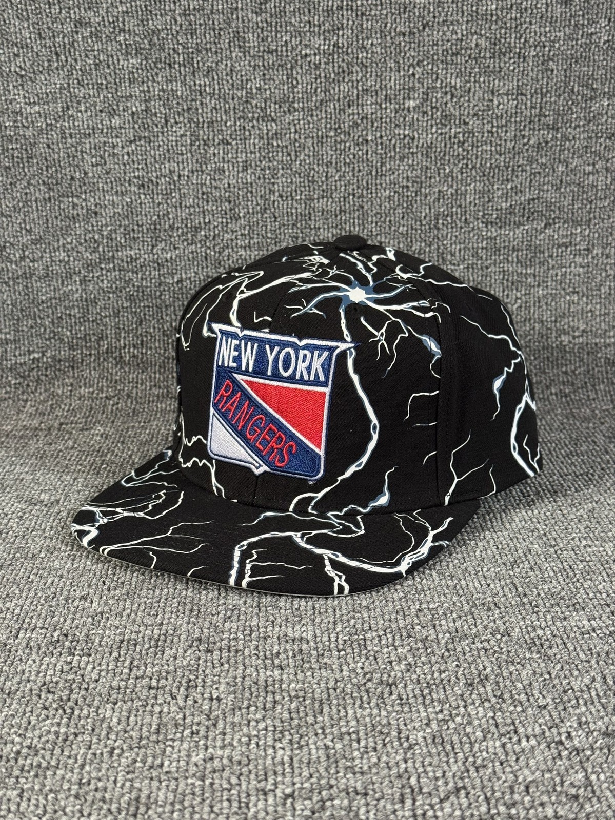 Mitchell & Ness NY Rangers Snapback Flat Brim Black Hat Adjustable