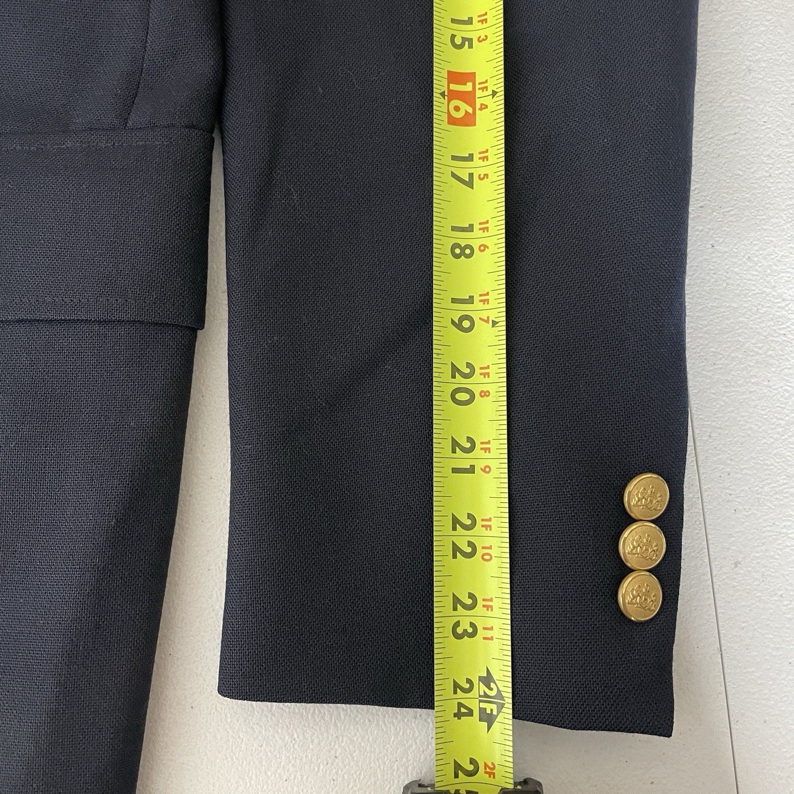 Stafford Blazer Jacket Mens 40R Blue Solid Polyester Worsted Wool Gold Buttons