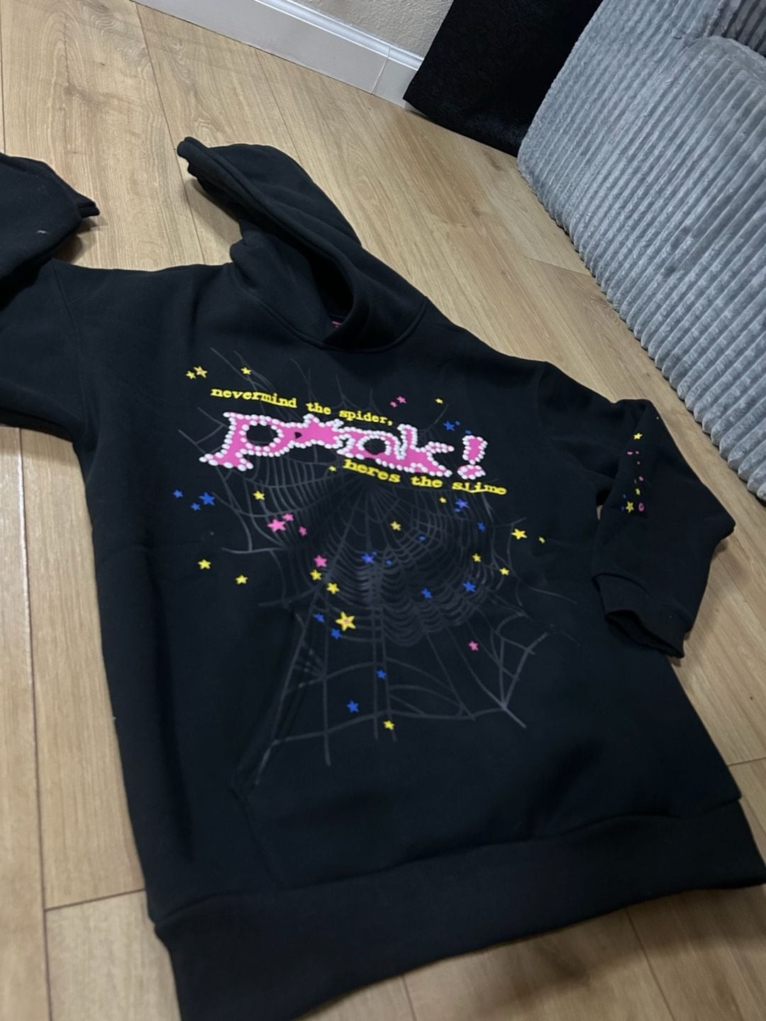 Pink! Nevermind The Spider Here’s The Slime Graphic Hoodie Black