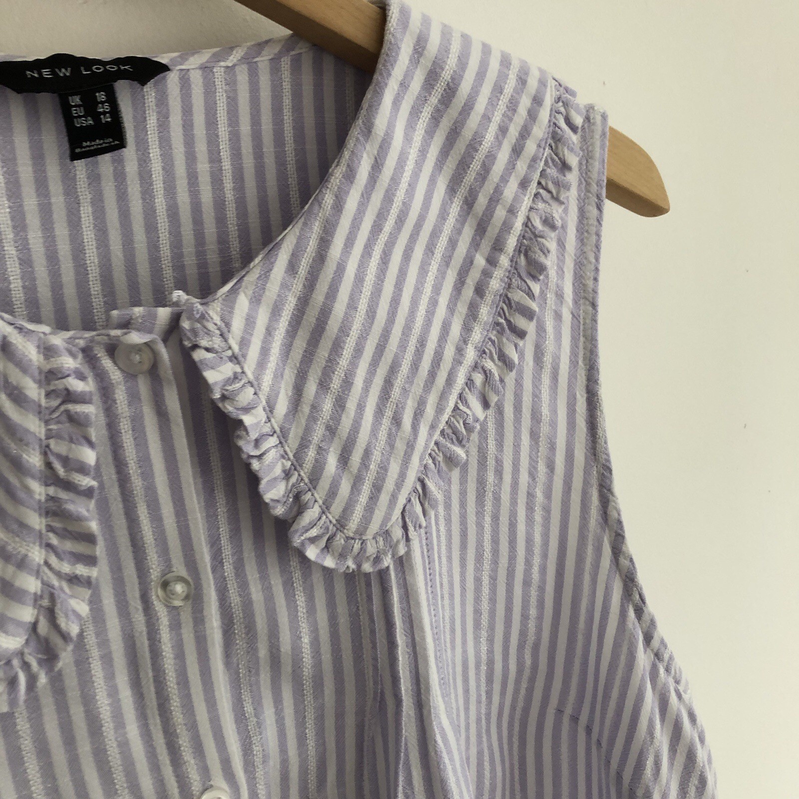 Vintage Style Lilac White Pinstripe Cottagecore Prairie Blouse Top • 18