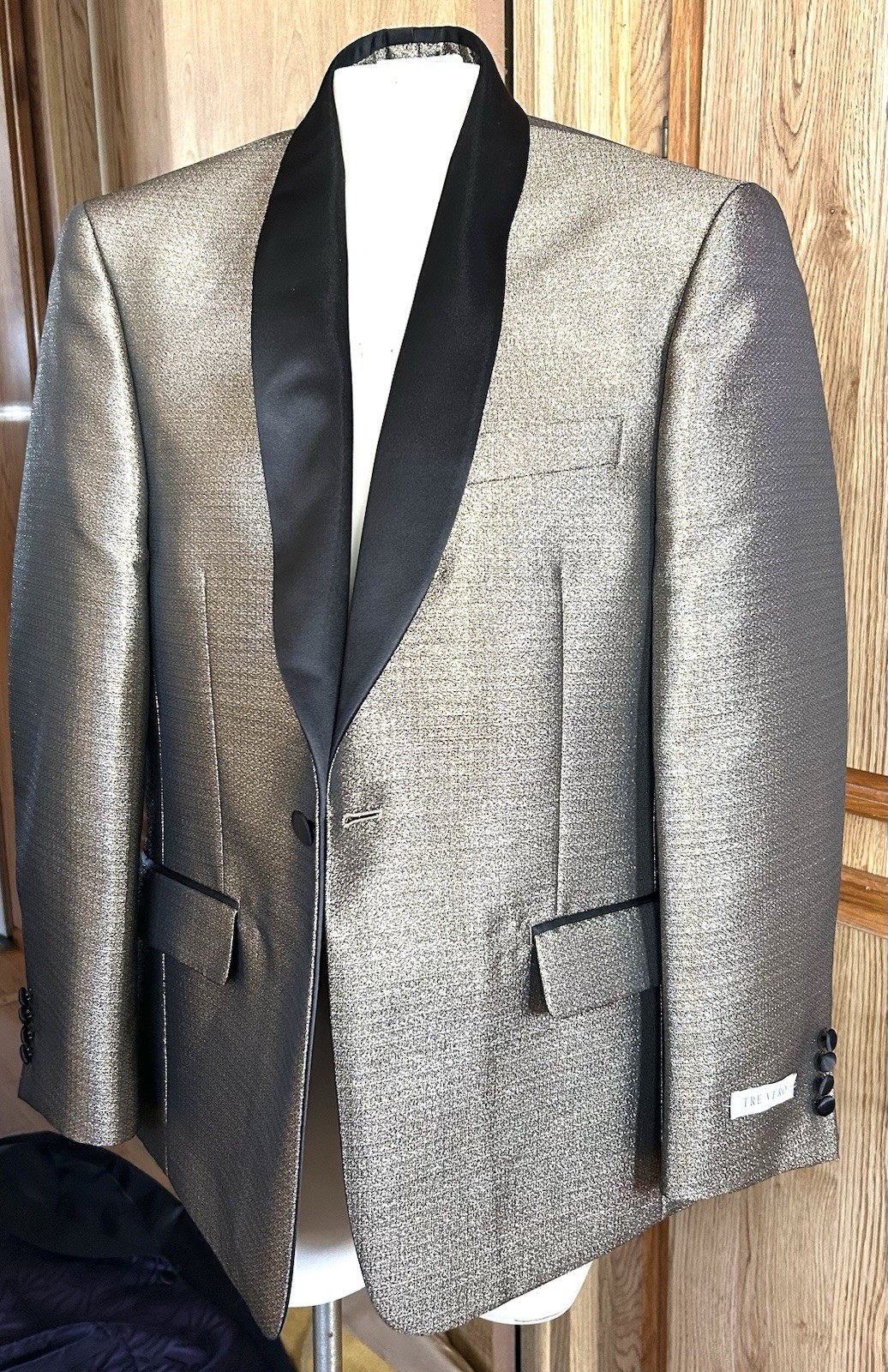 Gold Metallic Tuxedo Jacket Tre Vero Gold Sparkle Shimmer Sport Coat Mens 40 S