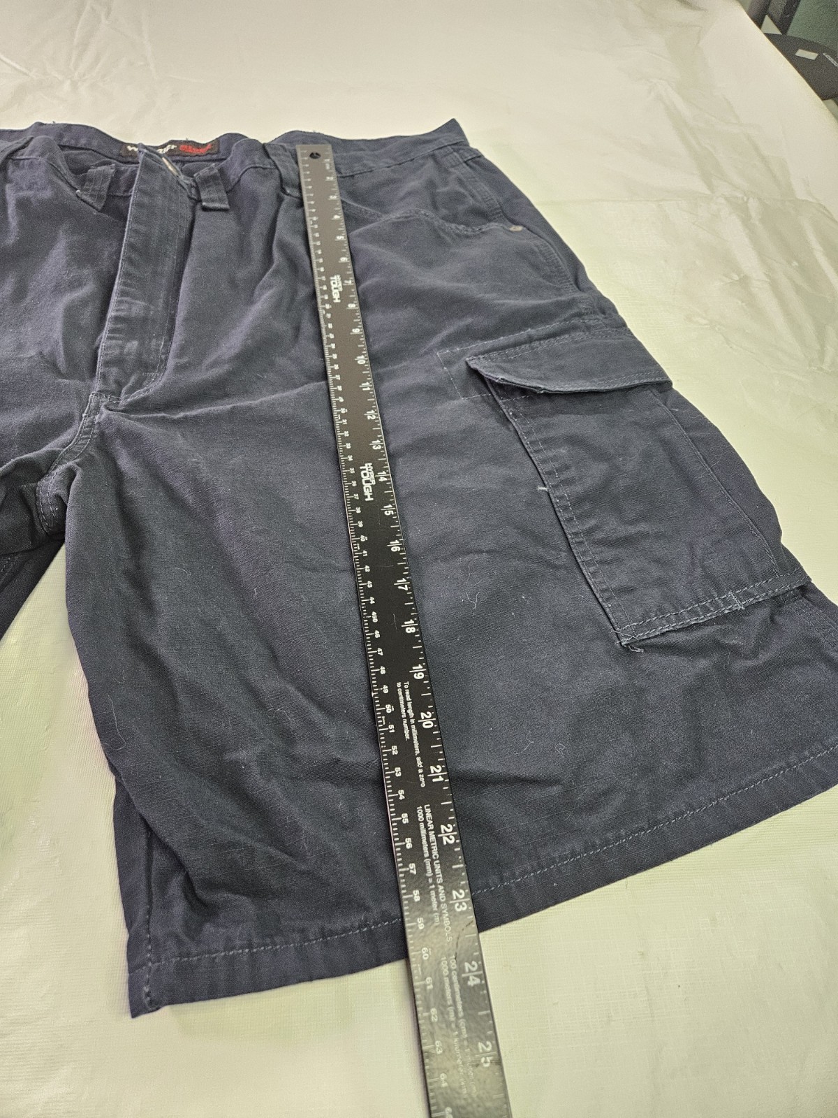 Wrangler Riggs Workwear Carpenter Short Men 44×10.5″ Blue Hammer Loop Canvas