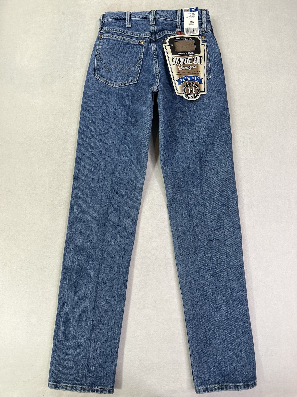 Lot of 2 Vintage Wrangler 14MWZ Jeans Women’s 7×34 Cowboy Cut Slim Fit Blue New