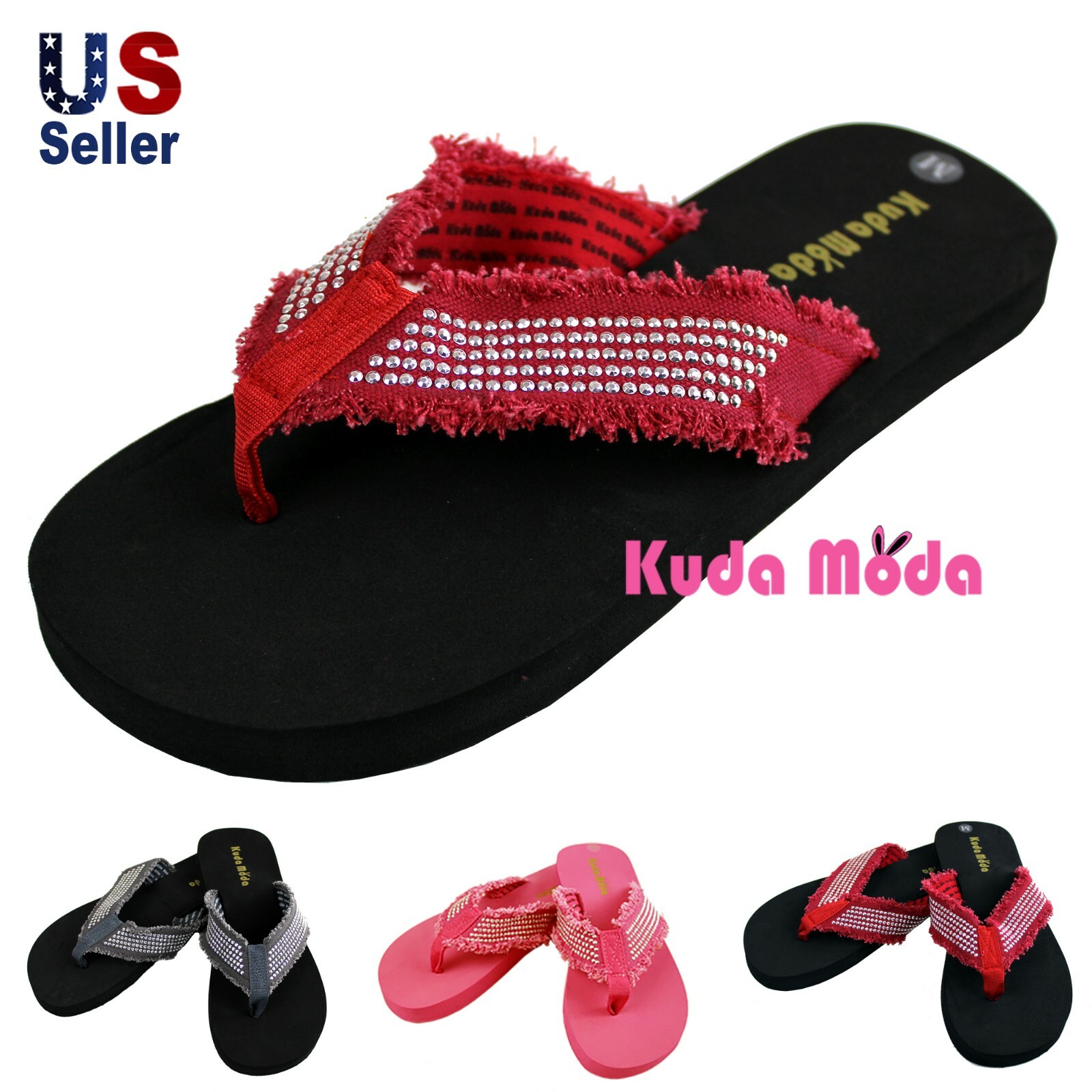 Women Strap Casual Thongs Flat Flip Flops Light Weight Sparkling Sandals Slipper
