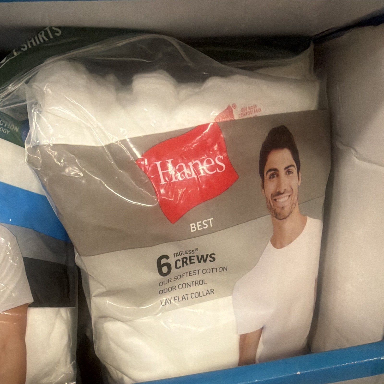Hanes Men’s Tagless Cotton Jersey Undershirt 6-Pack White M Odor Control