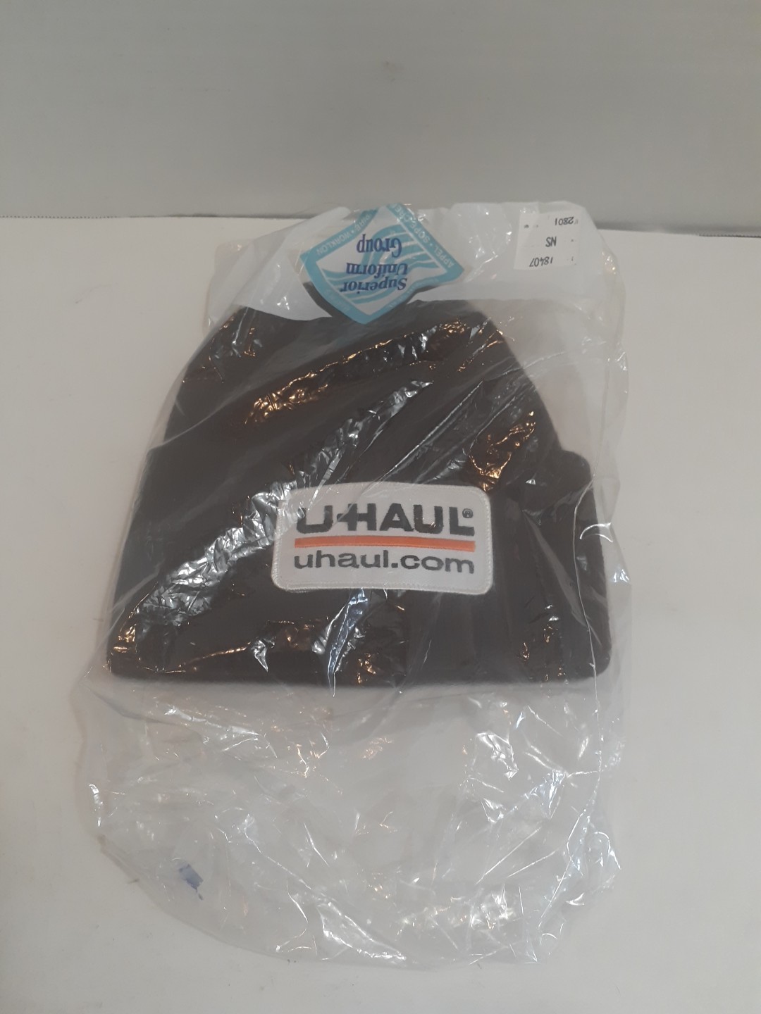 u-haul beanie black white patch new sealed bag