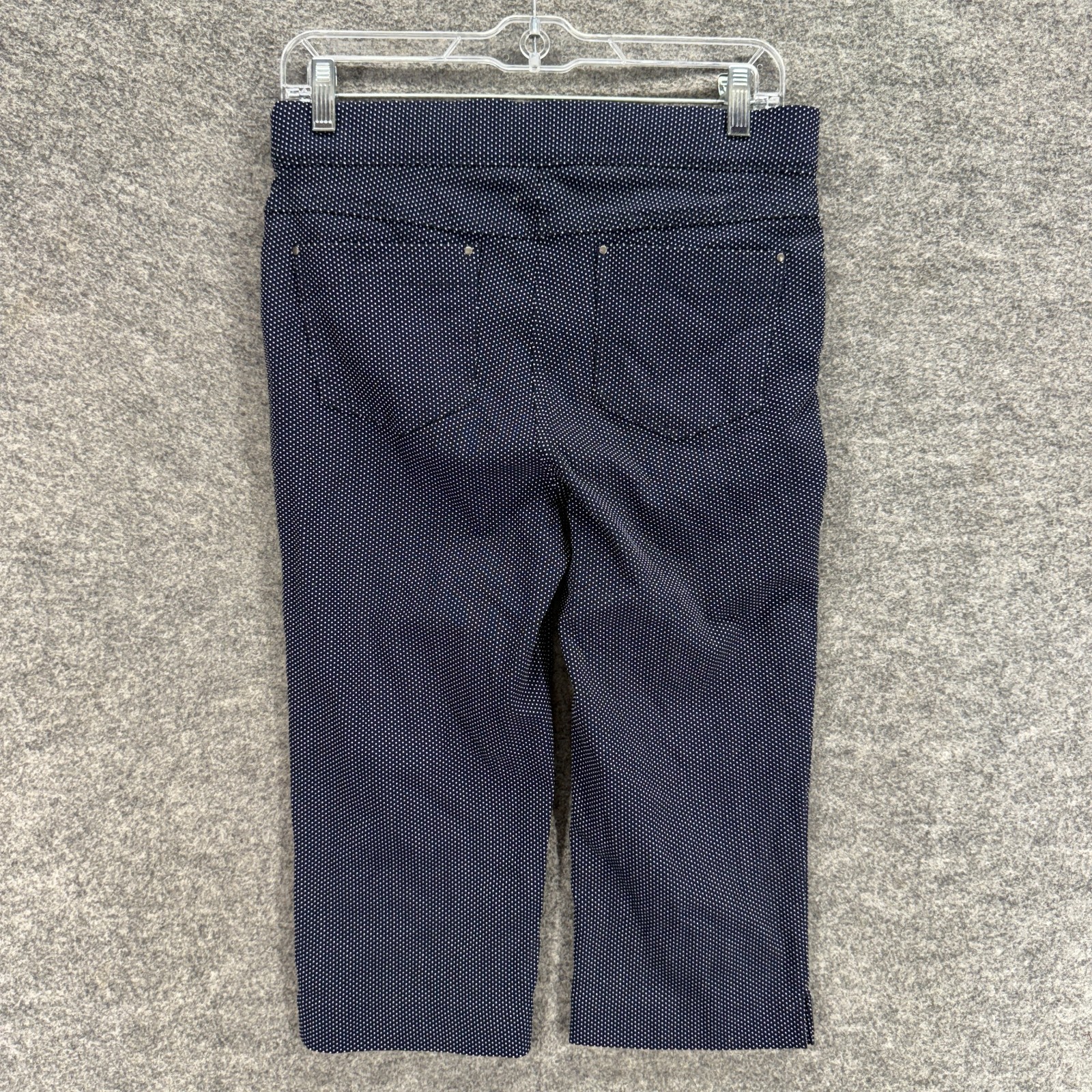 89th & Madison Cropped Pants Women M Blue Polka Dot Mid Rise Flat Front