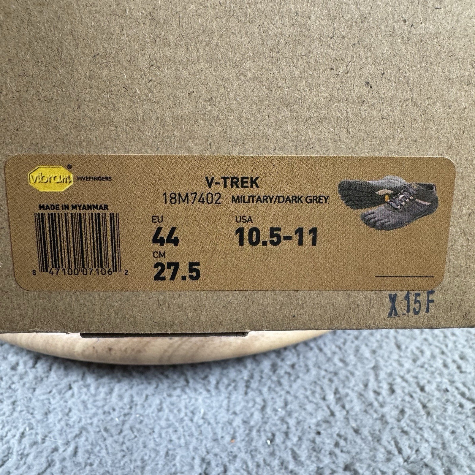 Vibram V-Trek Mens 44 US 10.5/11 Military Dark Grey Wool Blend Hiking Barfoot