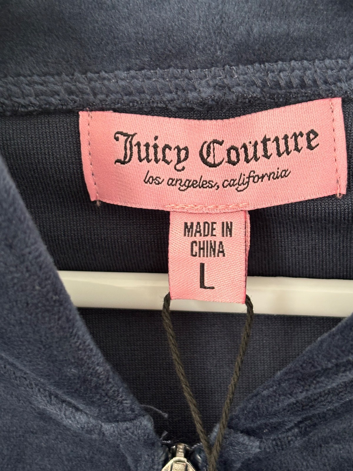 NWT Juicy Couture Womens OG Big Bling Velour Hoodie & Pants Regal Blue Sz L