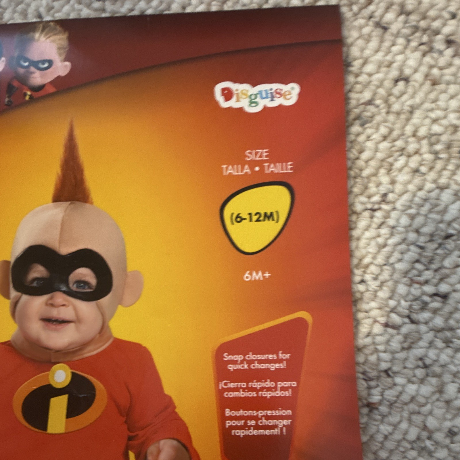 Disney Pixar Incredibles 2 Jack-Jack Infant Costume 6-12M Snap, Red/Black