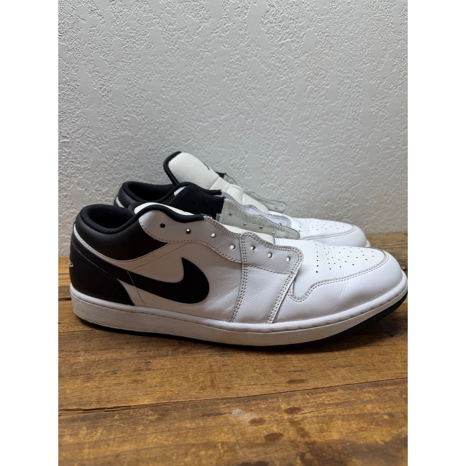 Nike Air Jordan 1 Low White Black Mens Size 15 553558-132 Basketball Shoes