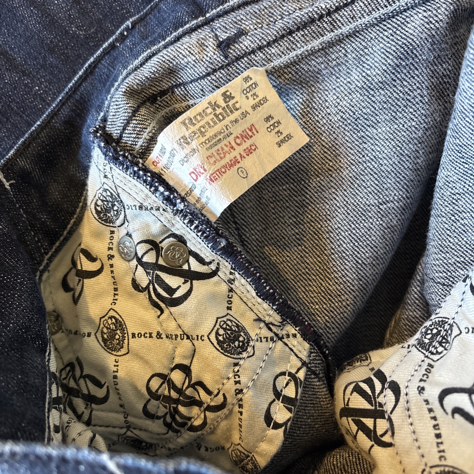 Vintage Rock & Republic Dark Blue Embellished Flare Jeans Women’s Size 29