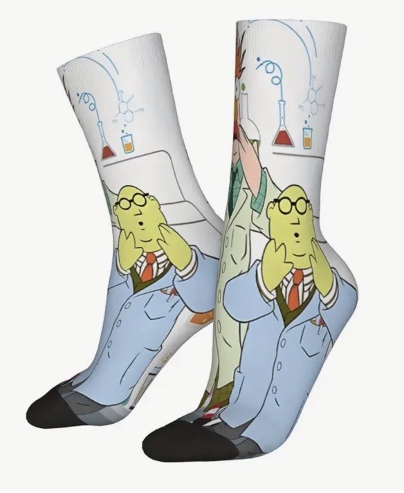 Dr Bunsen & Beaker Muppets Character Novelty Socks L One Size Unisex