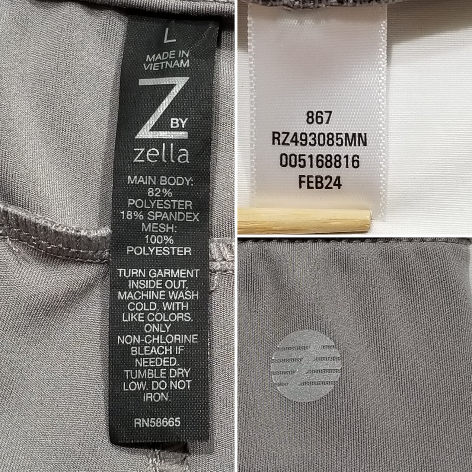 Z by Zella Men L Gray Activewear Straight Pants Pull On Elastic Waist Faux Fly
