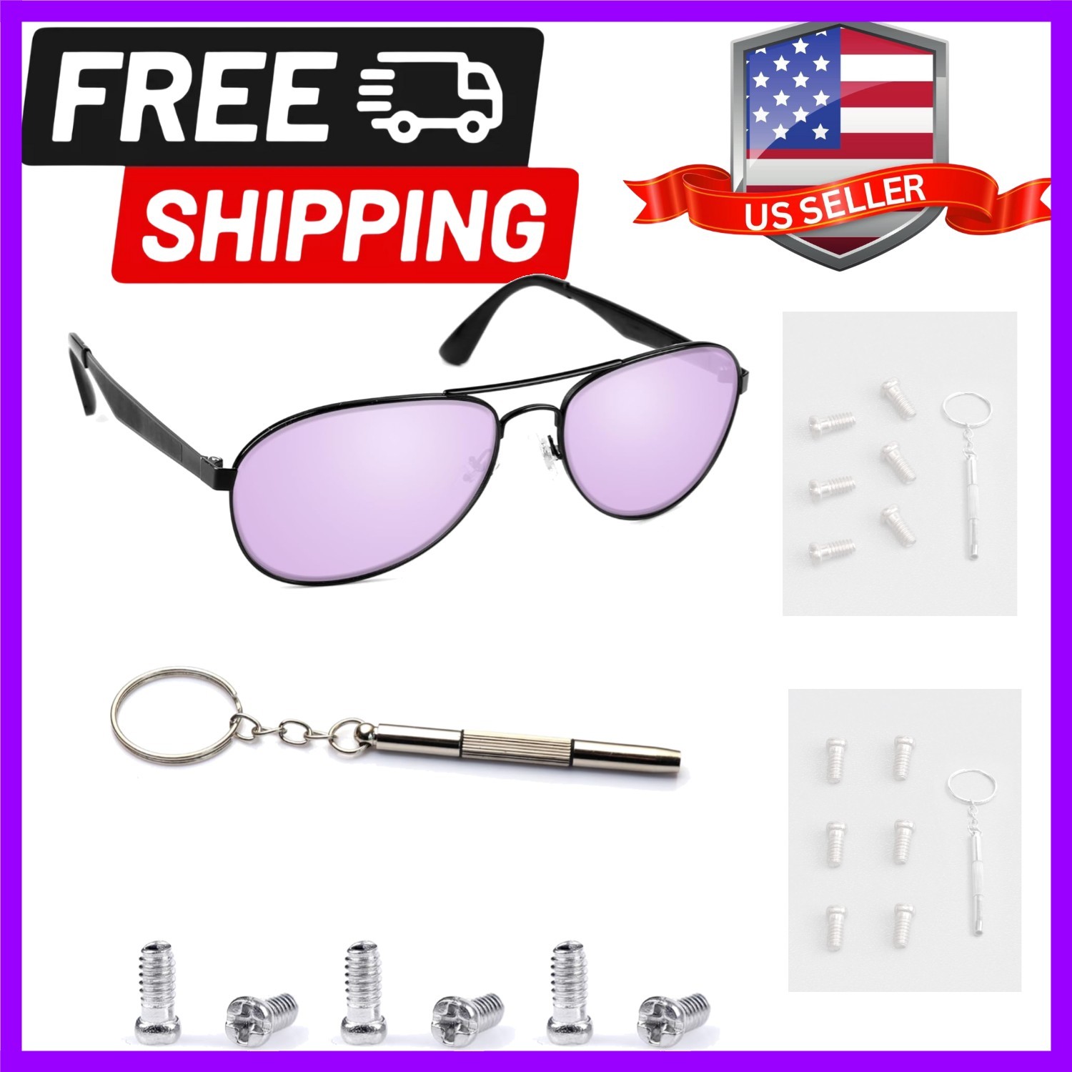 3 Pairs Repair Sunglass Screws & Screwdriver for Ray-Ban RB3025/RB3445/RB3362…