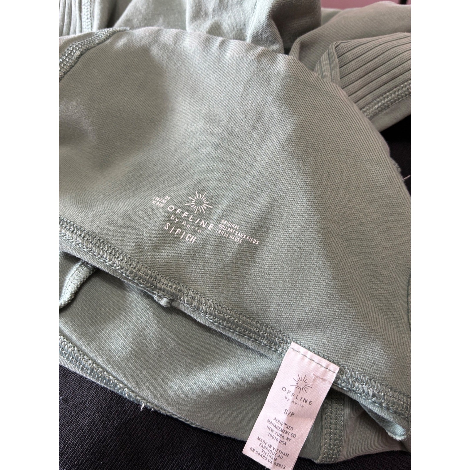 OFFLINE by Aerie High Waisted Ribbed Side Pocket Leggings Sage Green Small S P