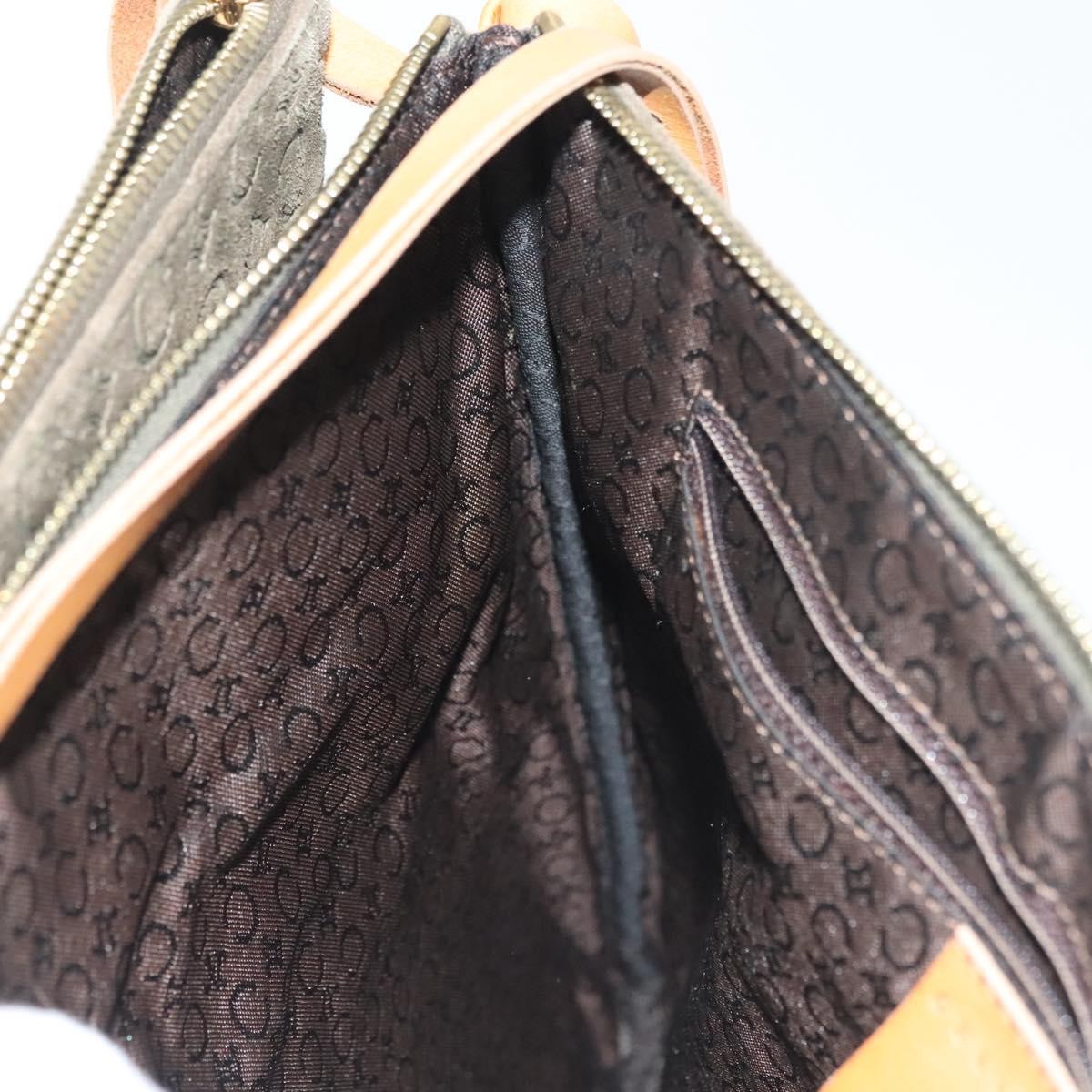 CELINE C Macadam Canvas Shoulder Bag Suede Brown Gold Auth 139556