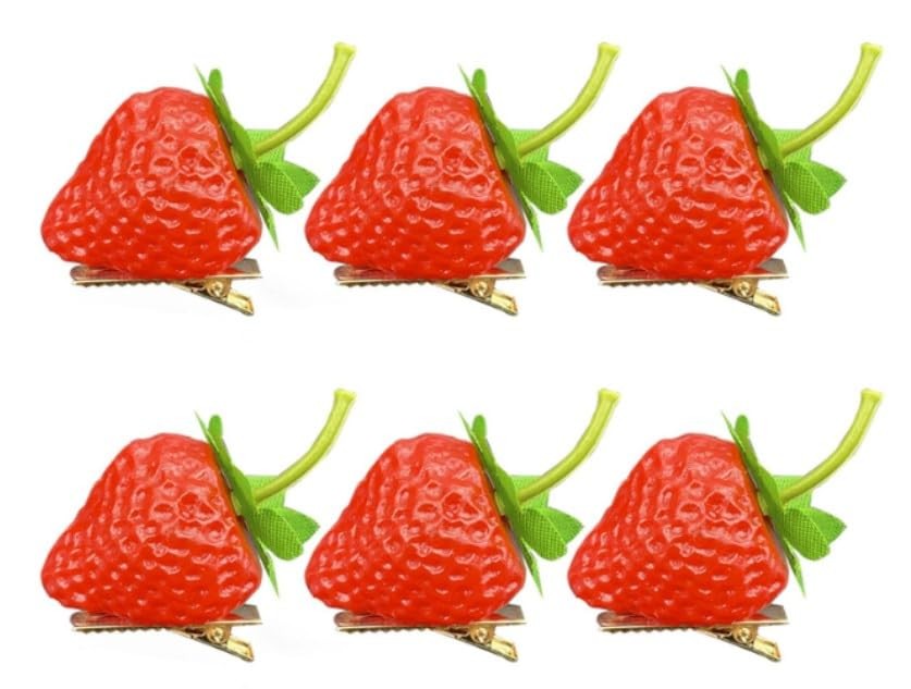 6Pcs Red Cute Strawberry Hair Clips, Hairpin 6 Count (Pack of 1),