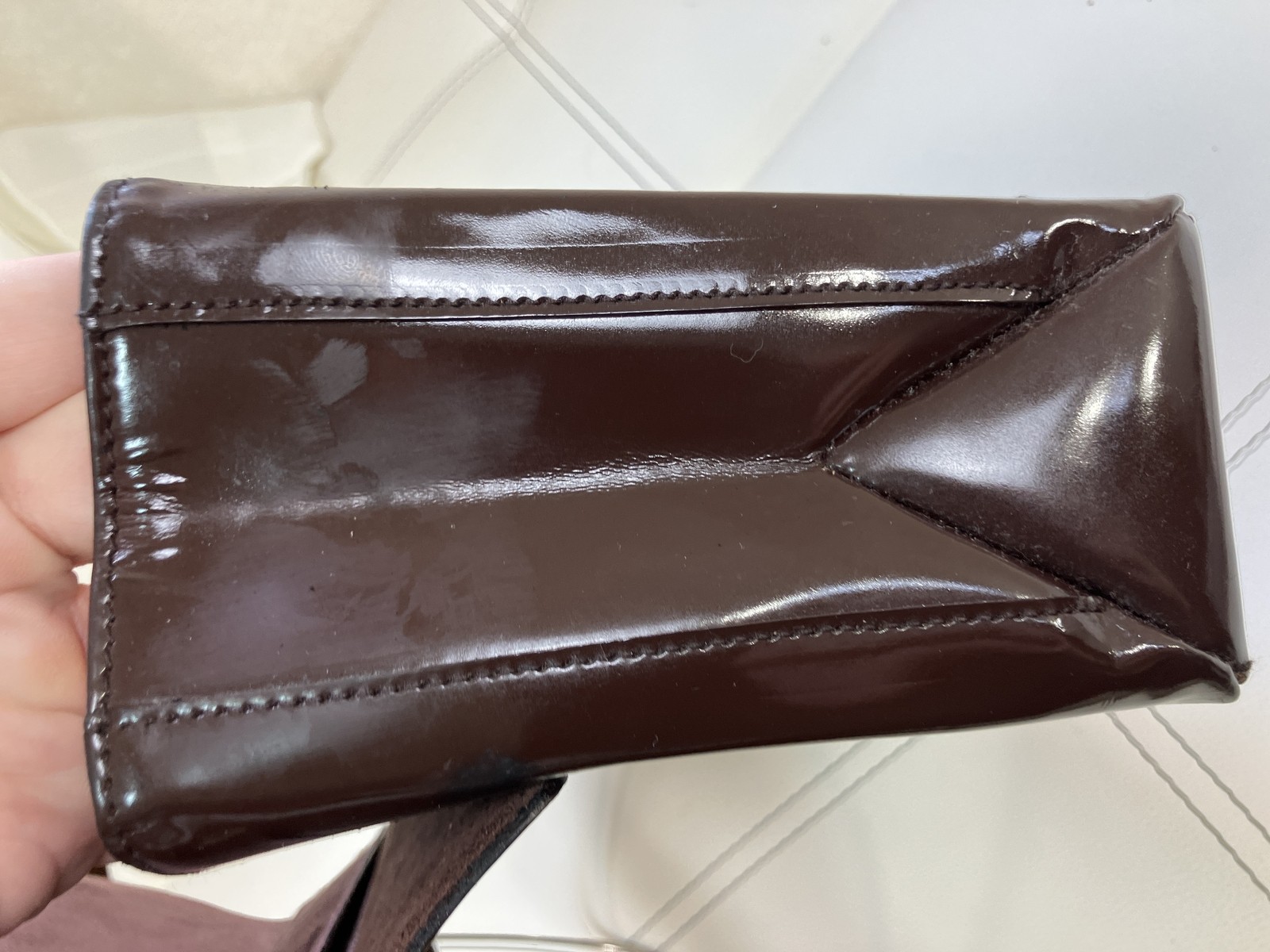 GUCCI Vintage Brown Patent Leather Shoulder Bag 001.3444.1746 Italy