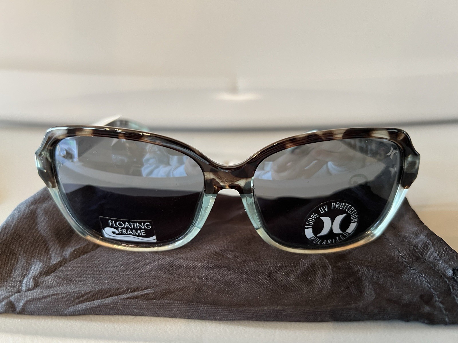 New Hurley Floating Sunglasses~Light Blue/Brown Tortoise Shell~Unisex NWT