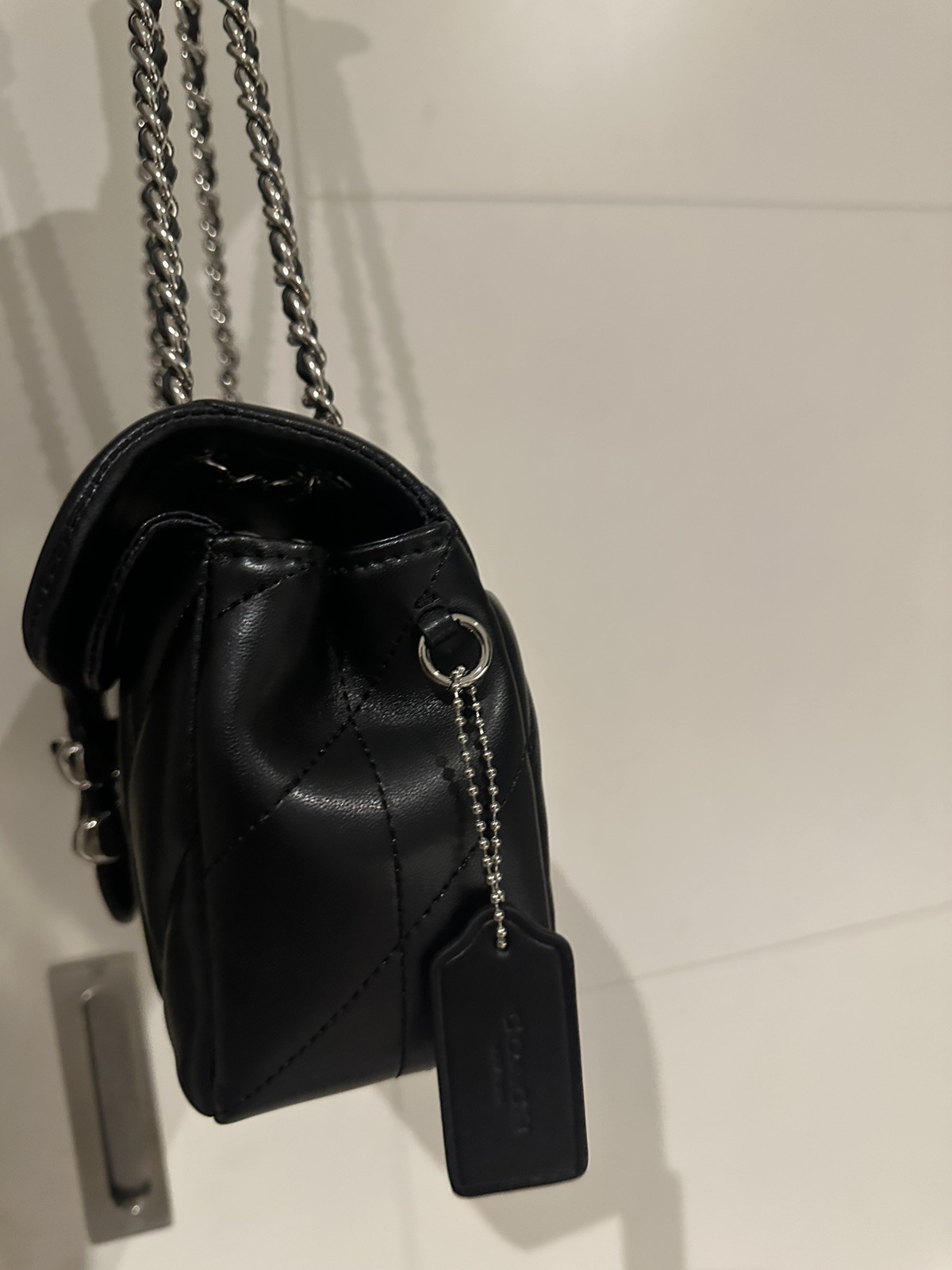 COACH Tabby Shoulder Bag 26 Quilted Black silver