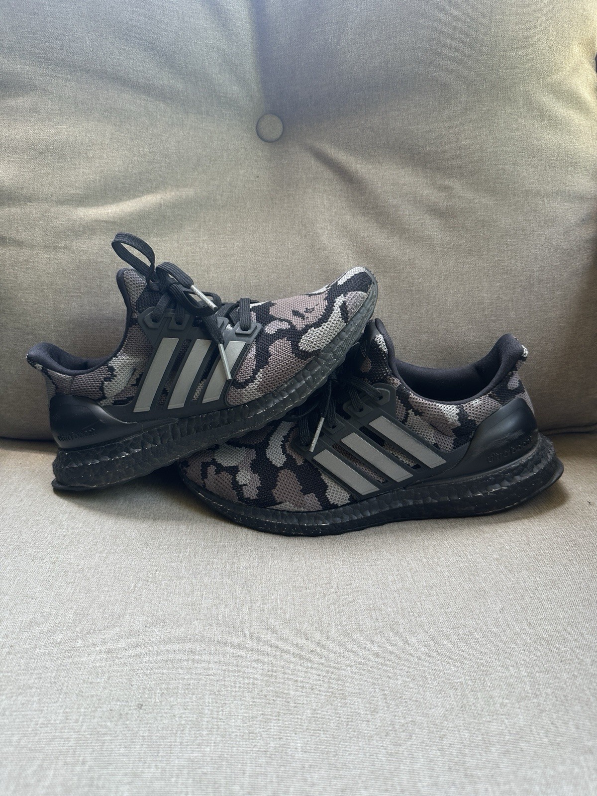 adidas A Bathing Ape x UltraBoost / Gray Camo Primeknit / 6.5M