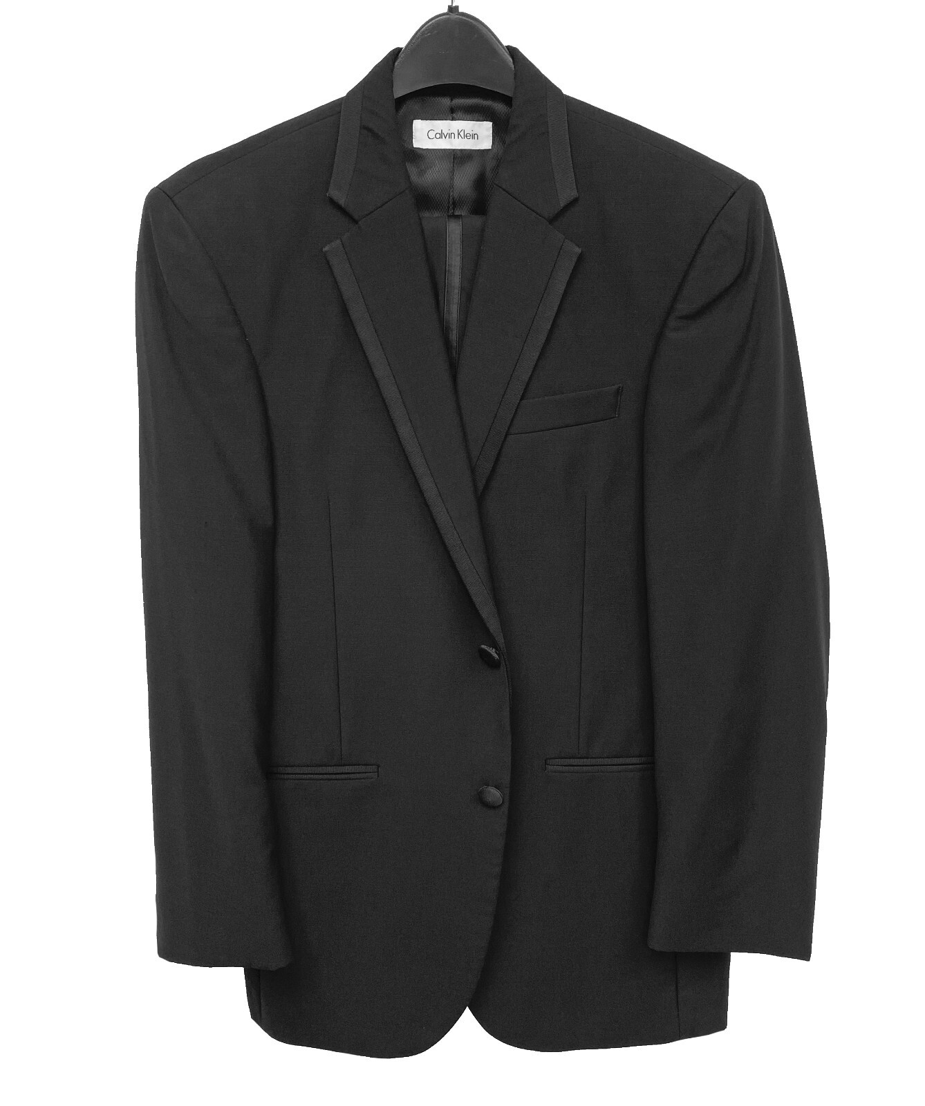 Men’s Calvin Klein Rome Tuxedo Jacket & Pants Black Wool Satin Trim 44L / 38W